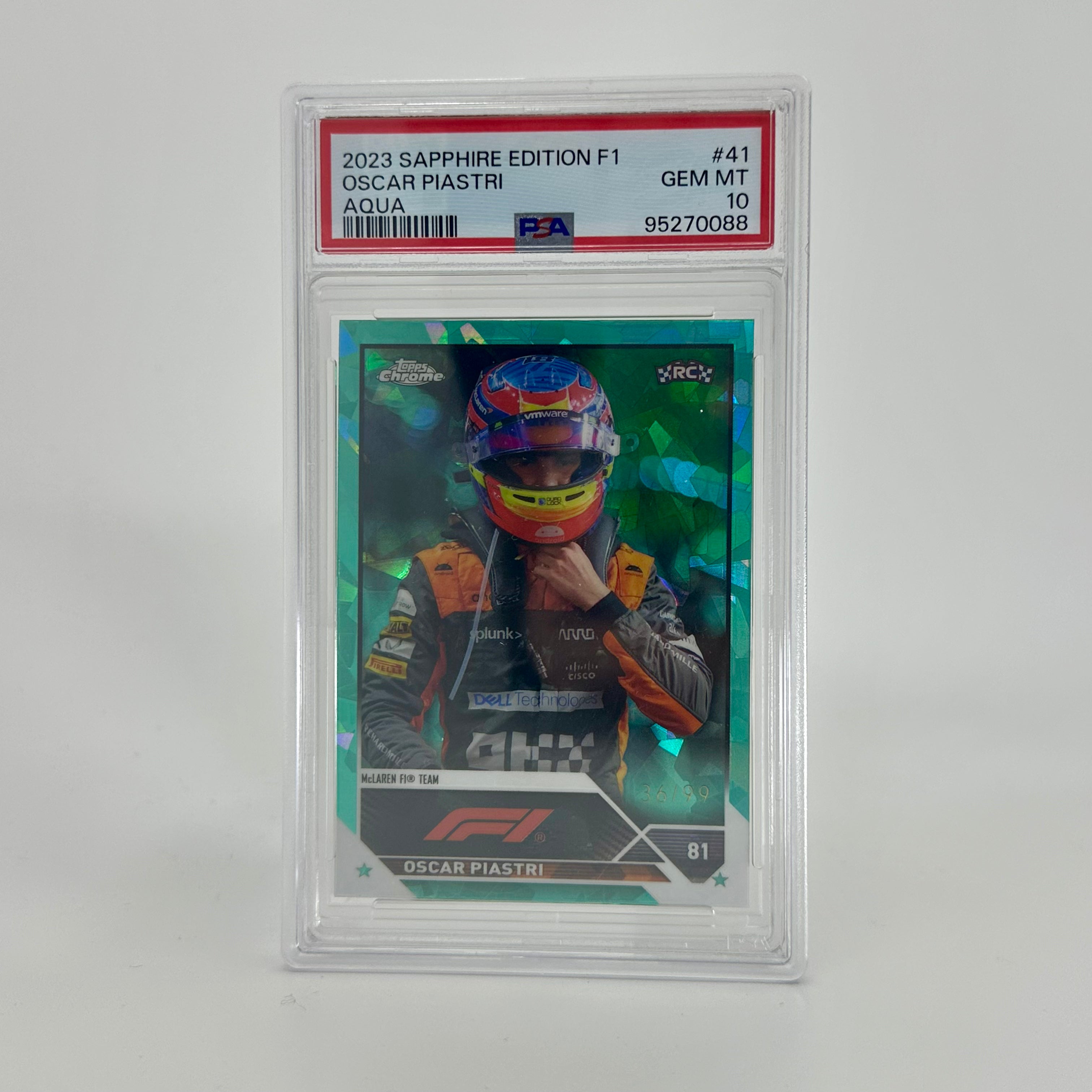 2023 Topps Chrome F1 Oscar Piastri #41 PSA 10 Rookie Card - 36/99 Aqua Sapphire Edition | Perfect for F1 Collectors & Racing Memorabilia Displays