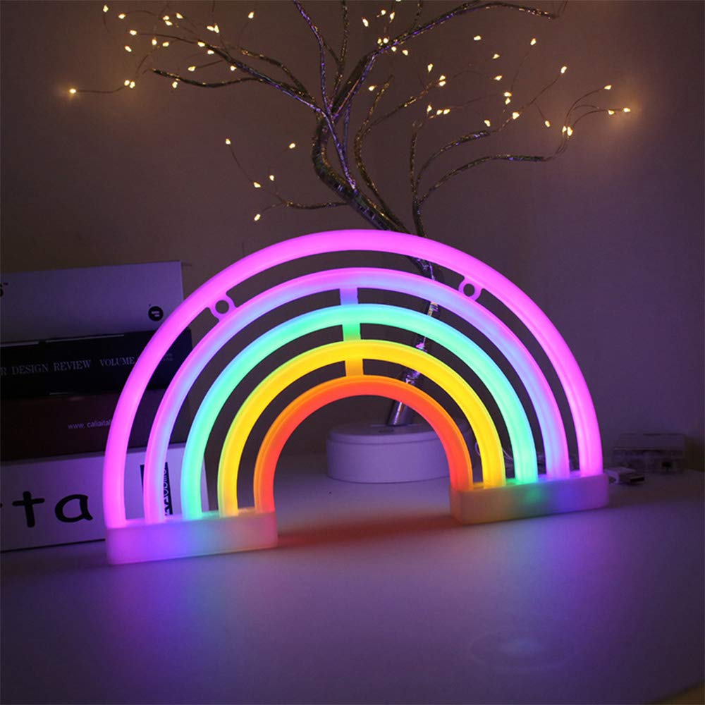 ENUOLI Rainbow Neon Light Sign - USB/Battery Powered LED Wall Decor for Bedroom, Dorm, Party & Kids Room | Perfect for Christmas, Birthday, Wedding & Night Light | Vibrant Home & Gift Idea
