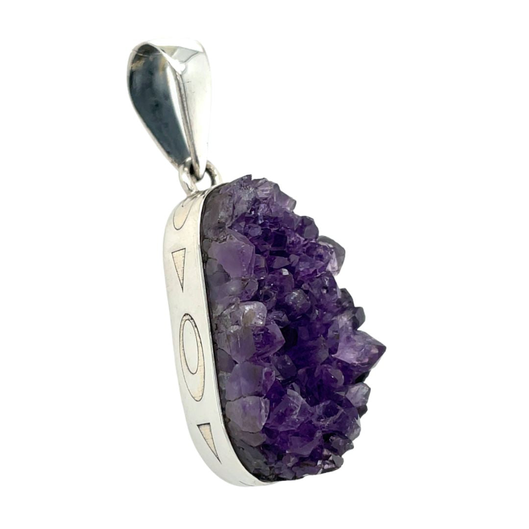 Handmade Amethyst Druzy Sterling Silver Pendant Necklace – Elegant Jewelry for Women, Perfect for Gifts, Parties & Everyday Wear