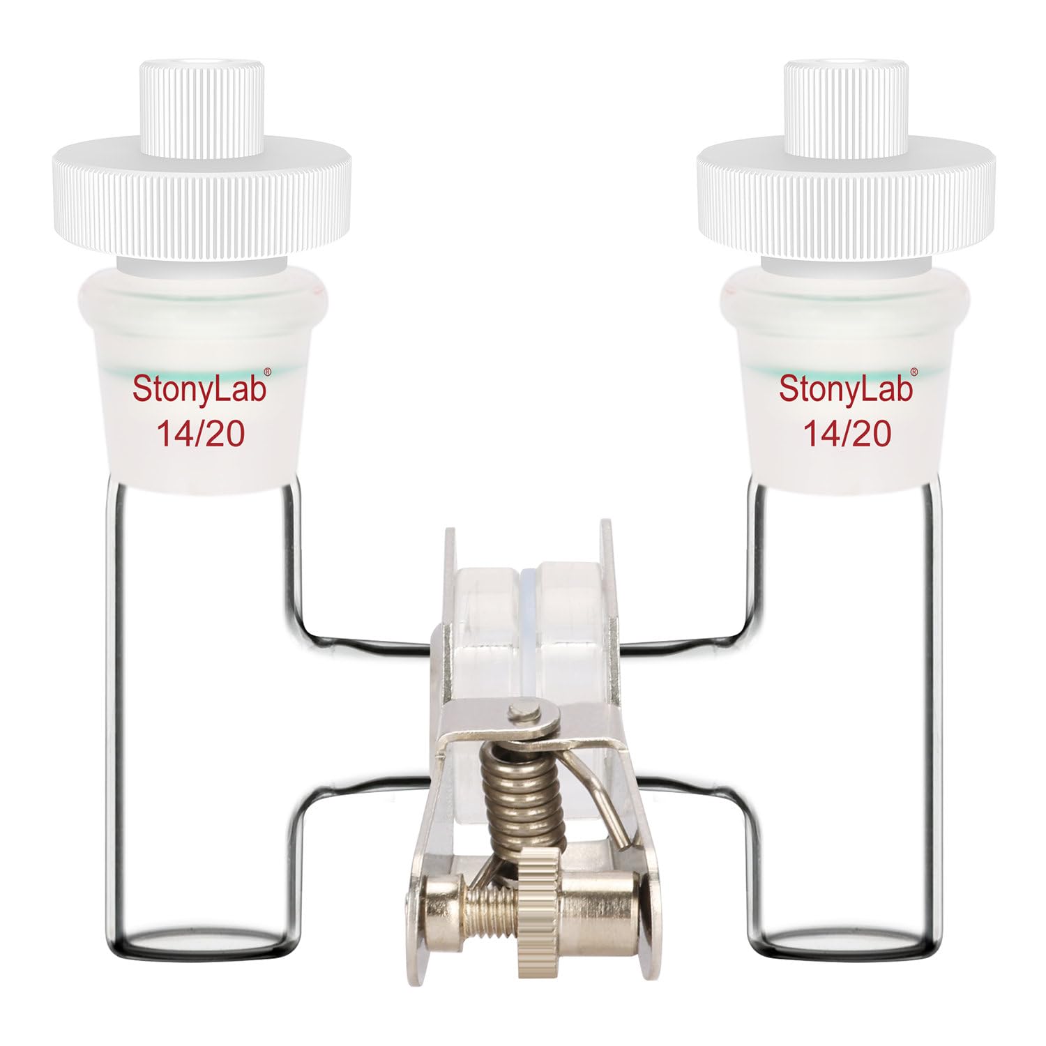 Stonylab H-Type Electrolytic Cell with Replaceable Borosilicate Glass Double Chamber & Ion-Exchange Membrane - 5ml Electrochemical Glass Reactor for Electrochemistry Experiments | Lab Research, Battery Testing, Chemical Synthesis