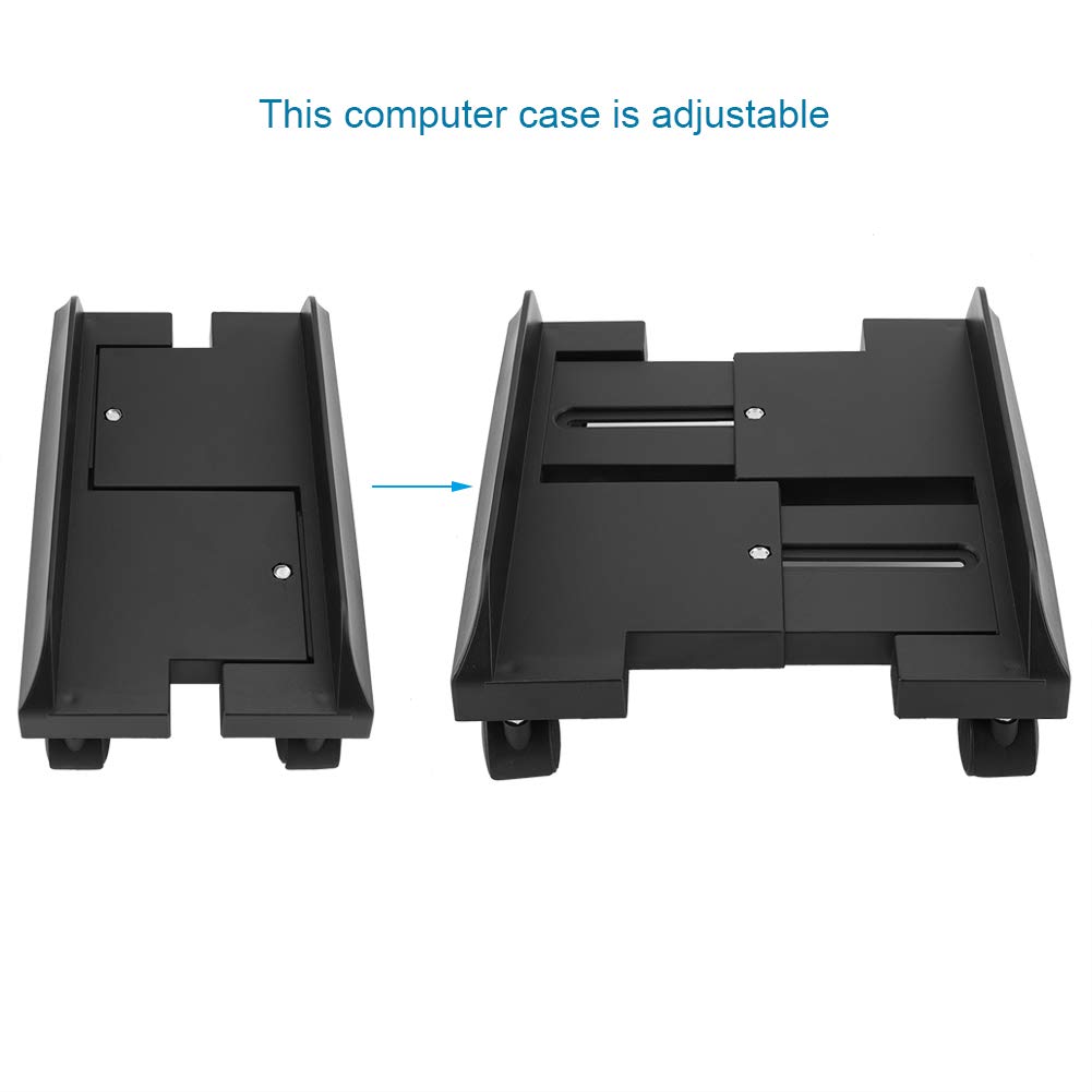 Zerodis Adjustable Removable Computer Case Bracket - Universal Desktop PC Stand Holder with Brake for Secure Storage (Black) - Perfect for Office, Gaming & Home Workspace Organization