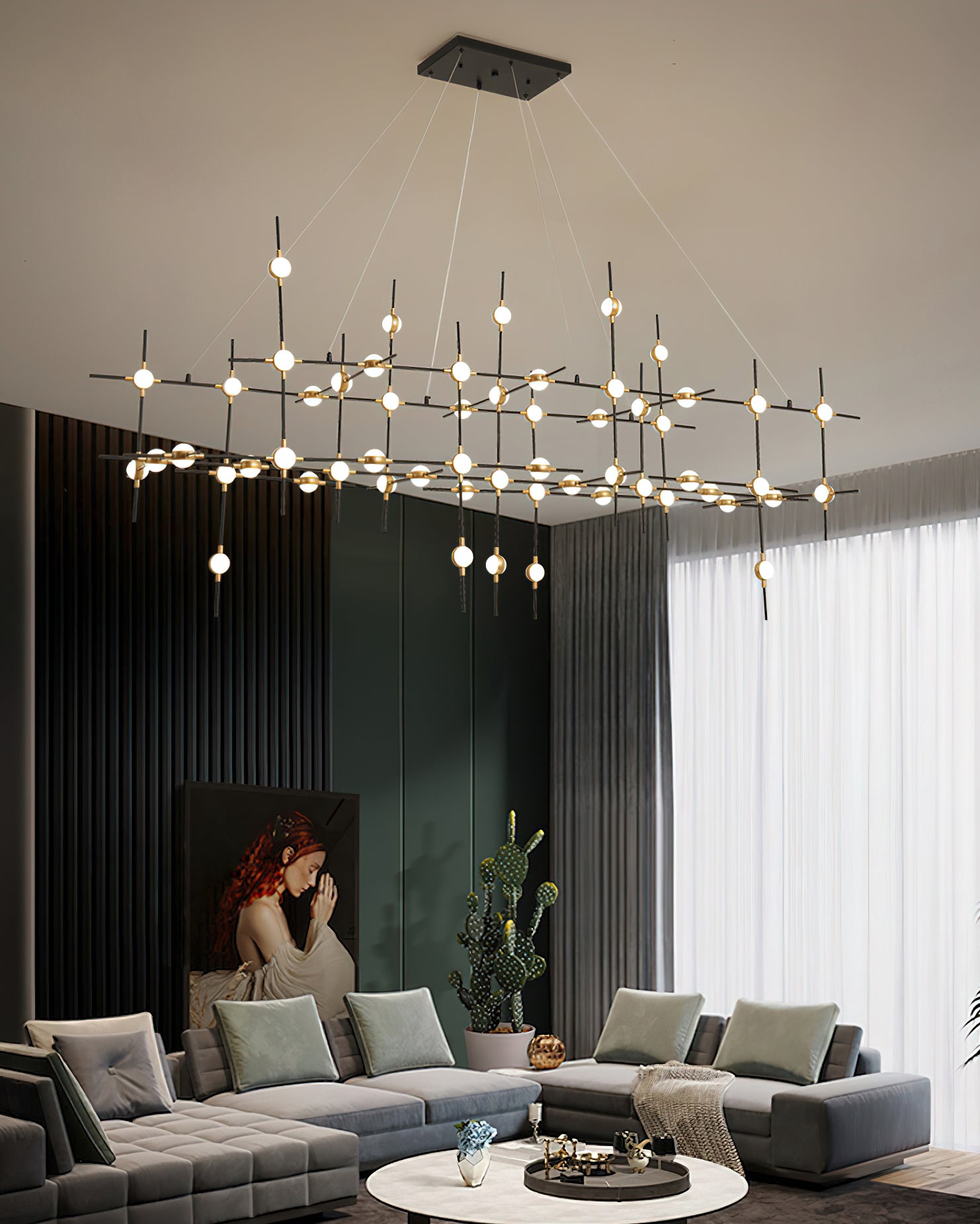 Dorney Floating Ball Chandelier - Modern Crystal Glass Ceiling Light Fixture for Dining Room, Living Room, Bedroom & Entryway | Elegant Home Decor Lighting for Weddings, Restaurants and Luxury Spaces