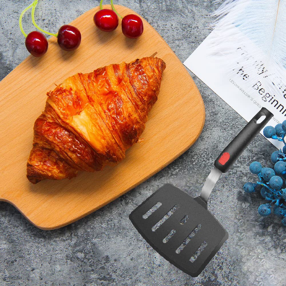 High Heat Resistant Silicone Spatula Turner Set - 4-Pack Nonstick Kitchen Cooking Utensils (600°F Safe, BPA Free) for Eggs, Pancakes, Burgers & Fish - Perfect for Flipping, Scraping & Serving in Home Kitchens & Restaurants
