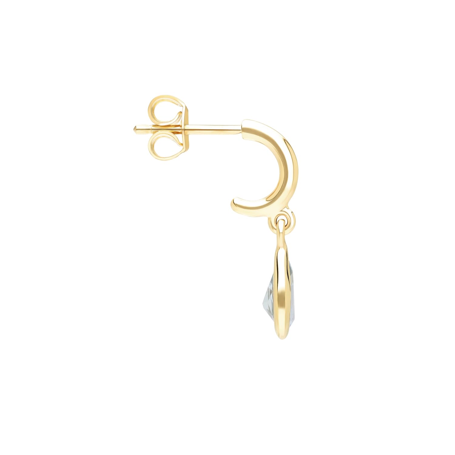 9ct Yellow Gold Blue Topaz Drop Earrings | Ivy Gems | Elegant Half Hoop Design for Women | Perfect for Weddings, Parties & Special Occasions