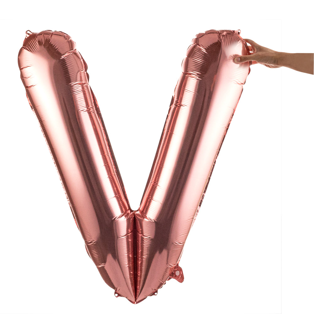 Rose Gold Mylar Letter V Balloon - 40