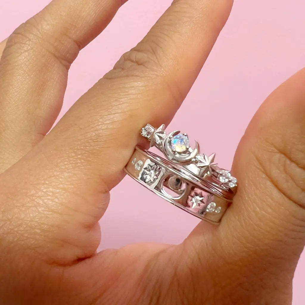 Moonlight Twinkle Bold Statement Ring for Women - Elegant Cubic Zirconia Fashion Jewelry - Perfect for Evening Parties, Date Nights & Special Occasions