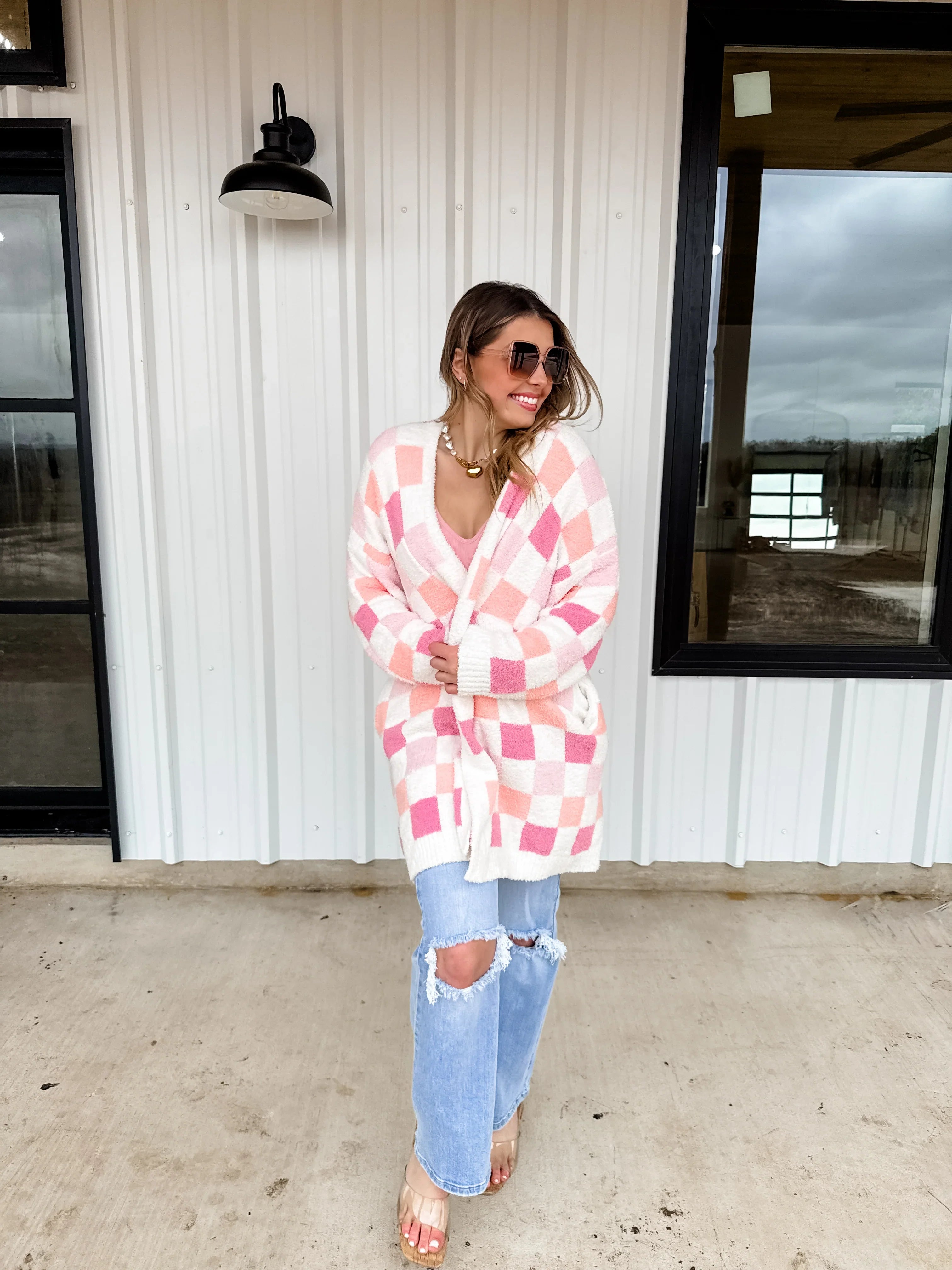 PREORDER: Easter Cloud Cardigan - Floral & Geometric Print Sweater | Cozy Spring Cardigan for Women | Perfect for Easter Brunch & Spring Outfits