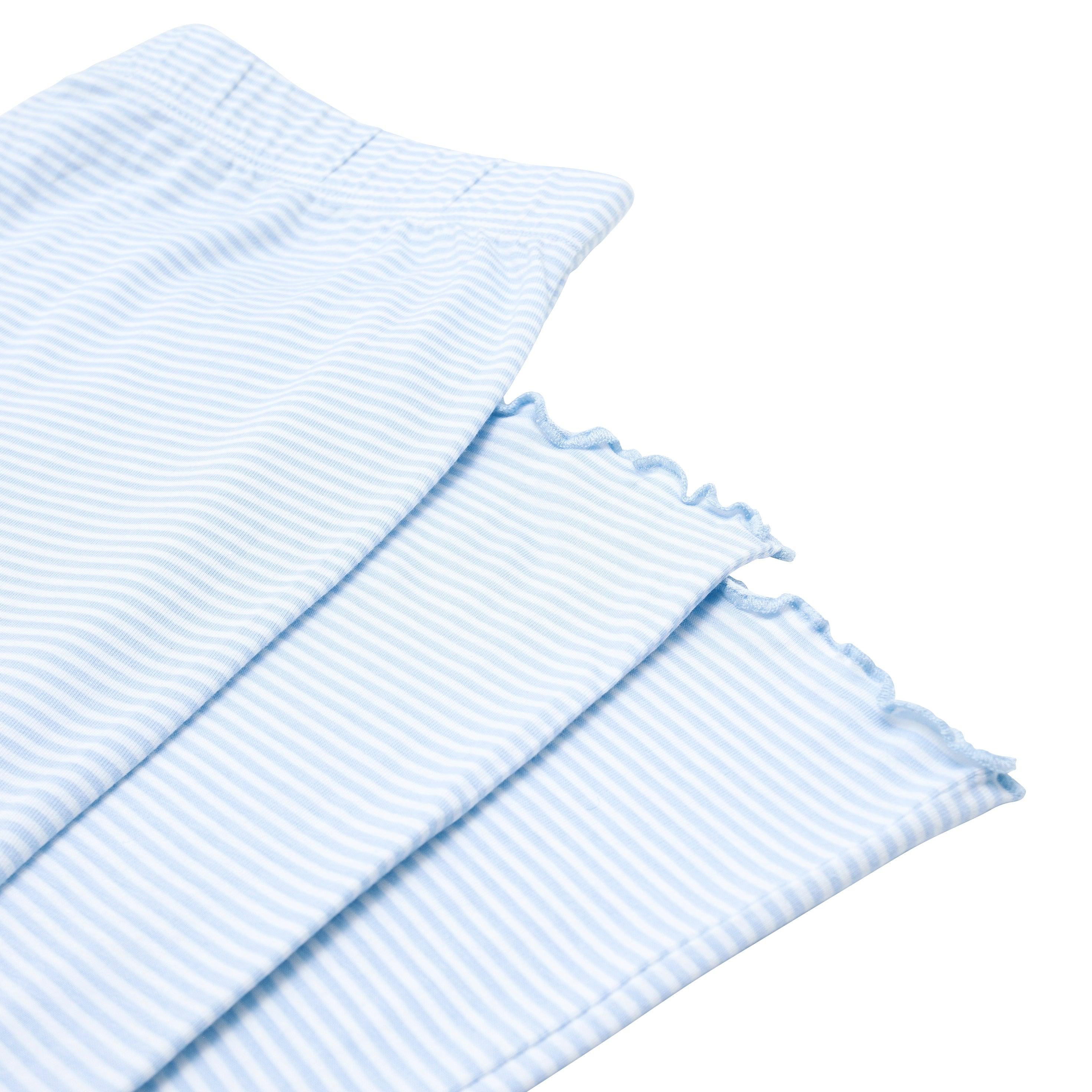 Women's Powder Blue Striped Pima Cotton Pajama Set - Soft & Breathable Sleepwear for Lounge & Relaxation at Home