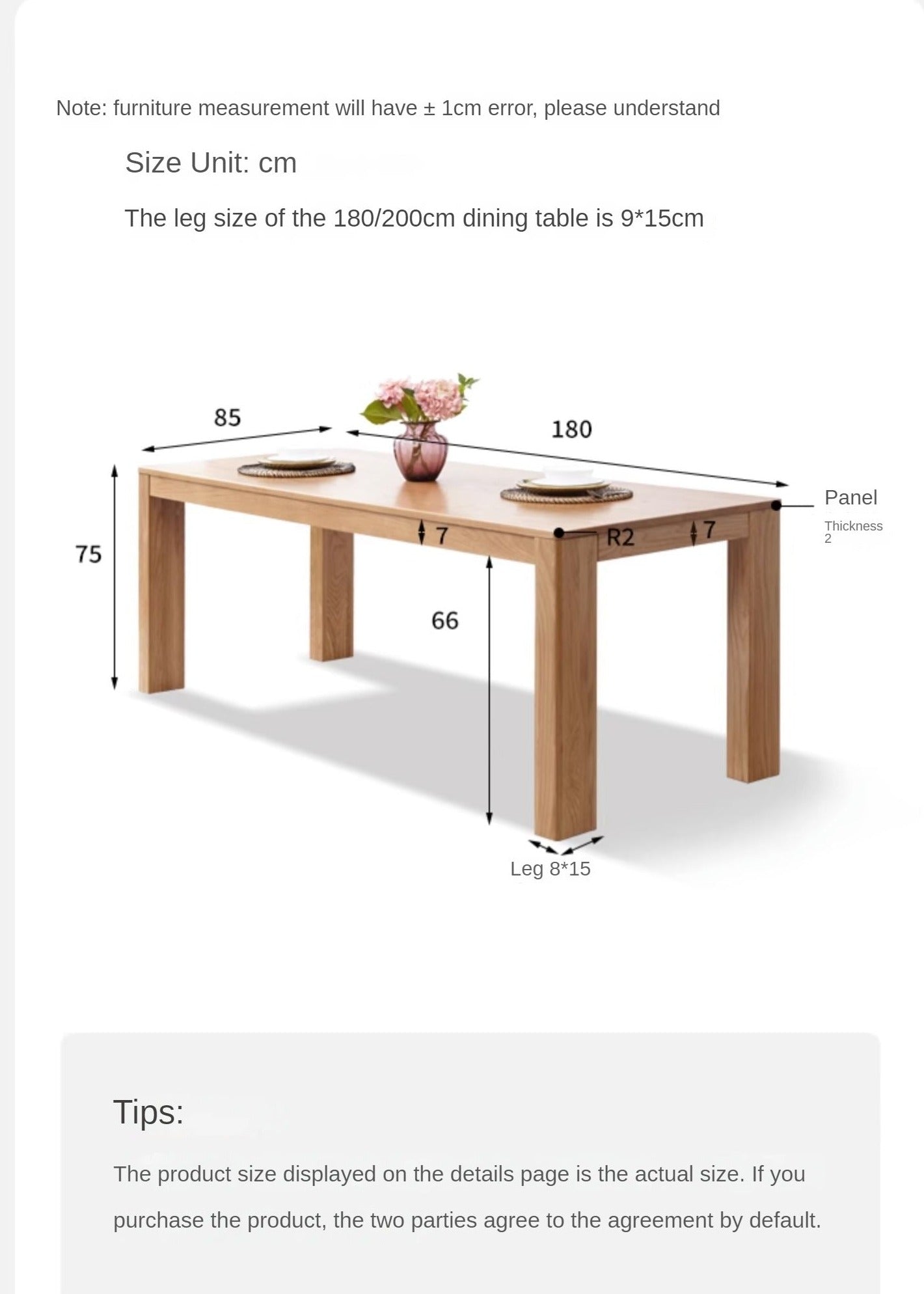 Solid Oak Wood Long Dining Table - 8 Seater Rustic Farmhouse Style for Kitchen & Dining Room - Perfect for Family Gatherings & Dinner Parties