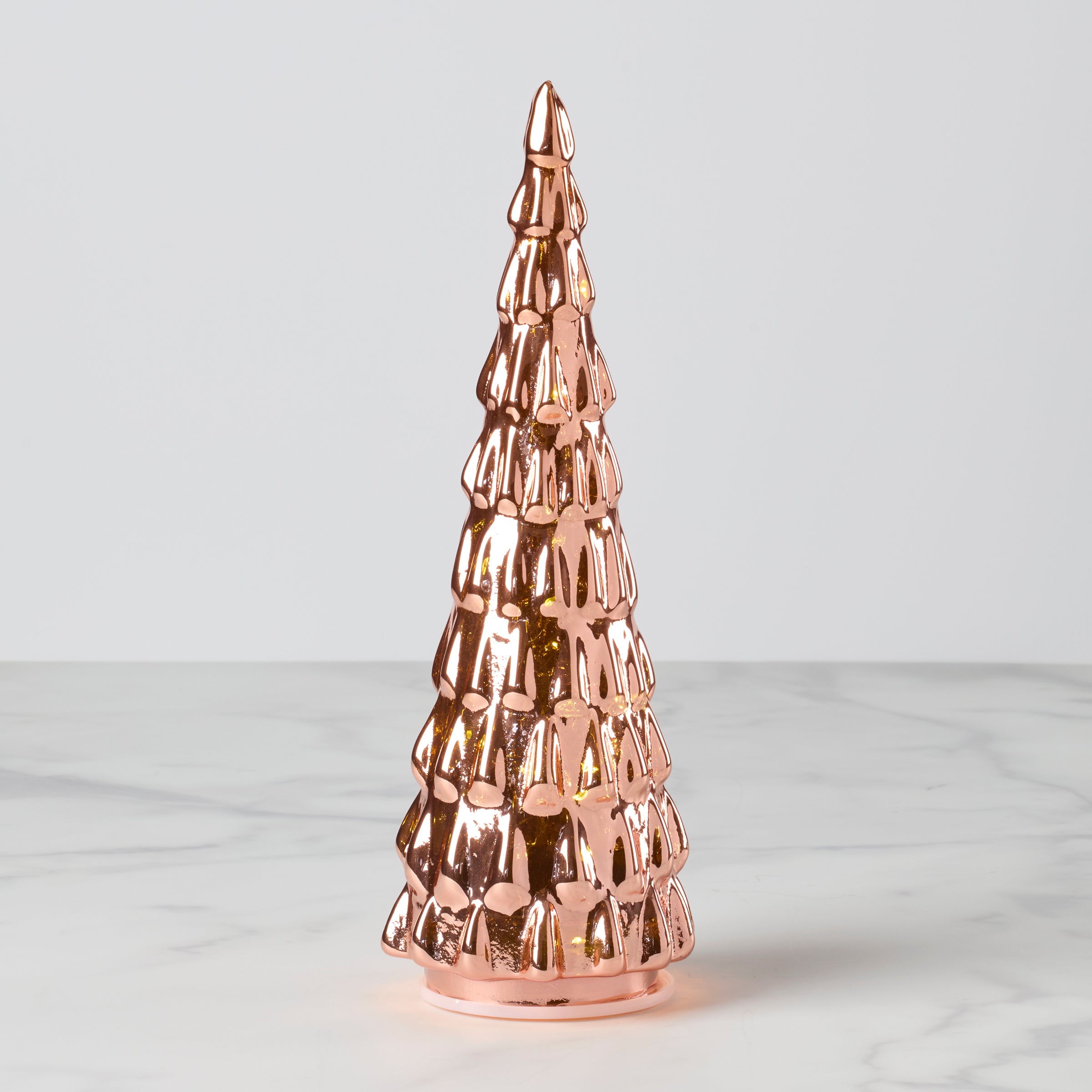 LED Lit Amber Glass Holiday Tree - Elegant Christmas Decor for Home, Office & Party | Perfect for Festive Season & Winter Celebrations