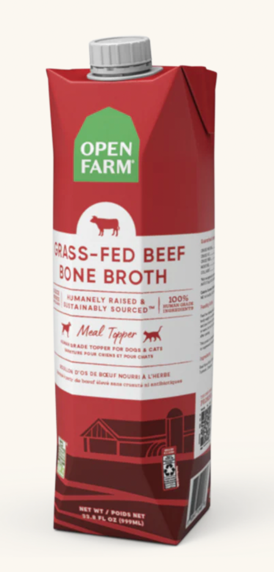Open Farm Grass-Fed Beef Bone Broth for Dogs - High Protein, Grain-Free, All-Natural Dog Food Topper & Supplement | Perfect for Senior Dogs, Picky Eaters & Digestive Health
