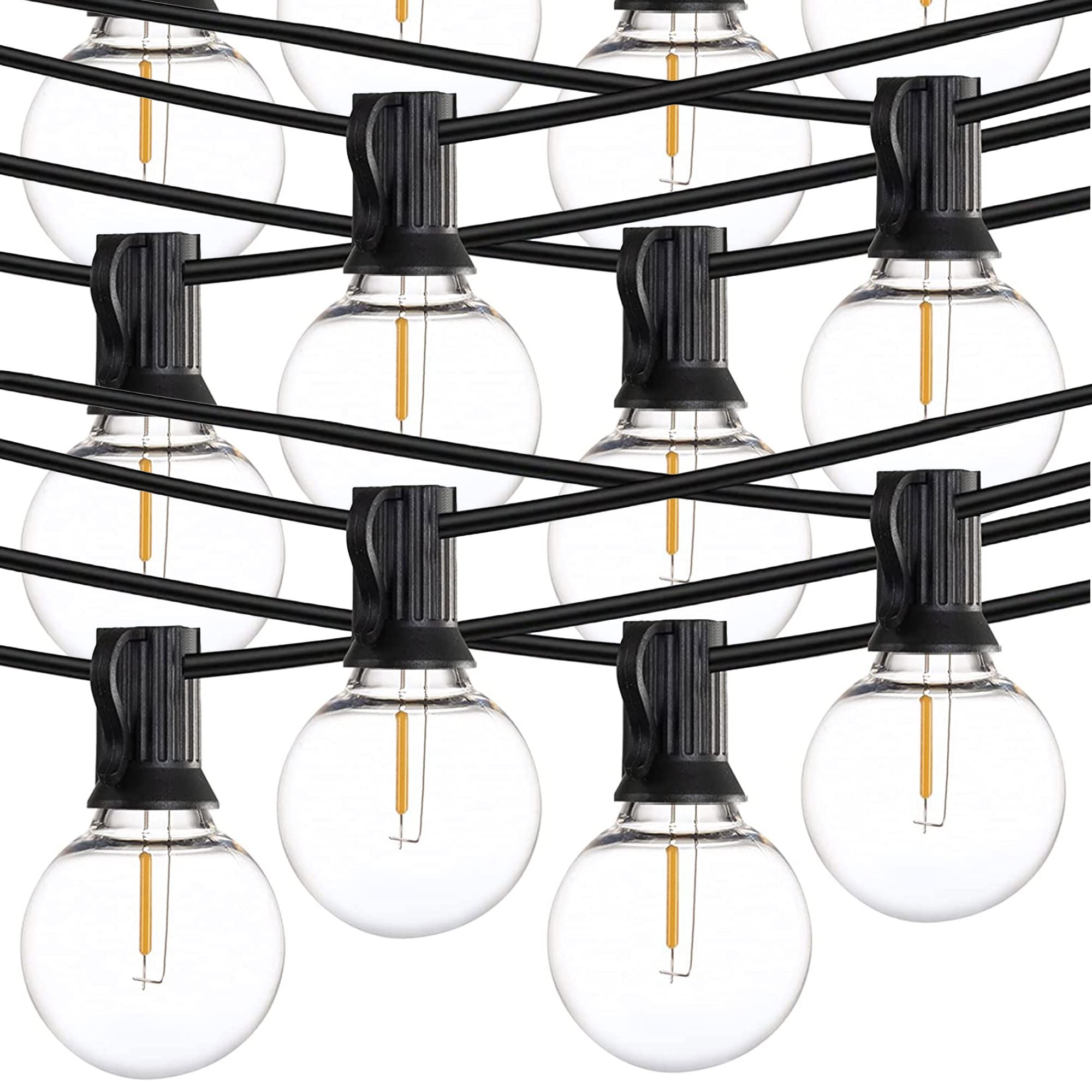 SUNTHIN LED 48ft Outdoor String Lights - 24 Shatterproof G40 Bulbs, Heavy Duty Black Cable, Smart App Control for Patio, Garden, Backyard (3 Pack) - Perfect for Parties, Weddings & Outdoor Decor