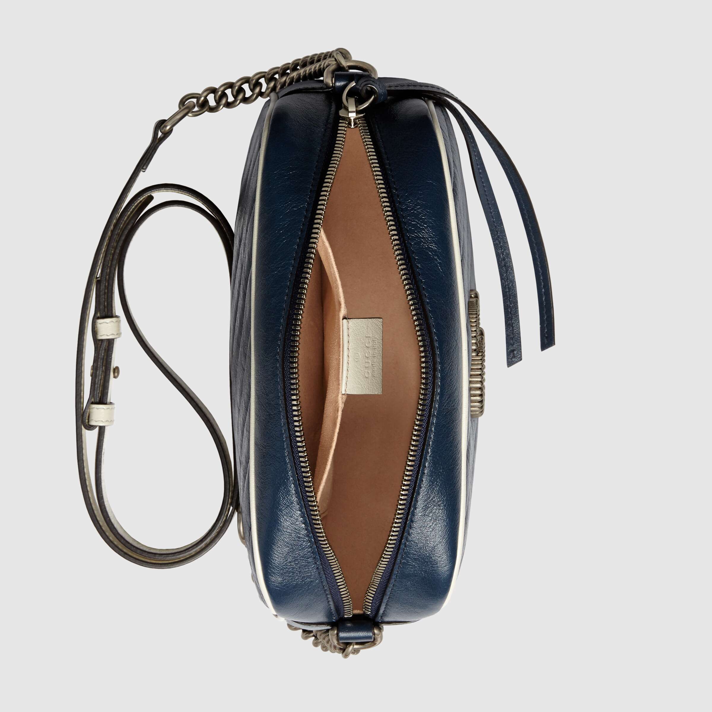 Gucci GG Marmont Matelassé Leather Shoulder Bag in Blue - Luxury Crossbody Purse for Women, Perfect for Date Night & Evening Events