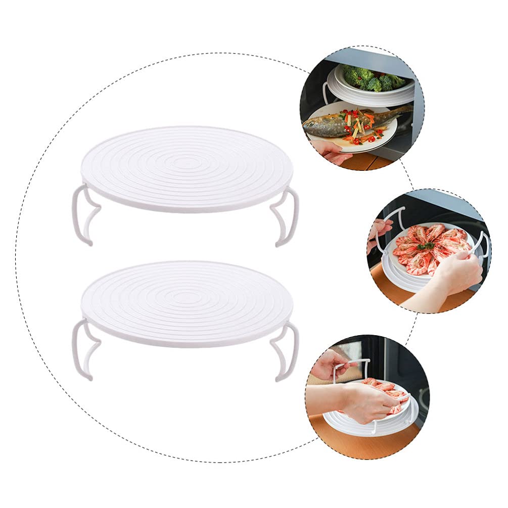 2-Piece Microwave Steaming Rack Set - BPA-Free Plastic Steamer Plate Cover with Food Tray for Oven & Pressure Cooker | Kitchen Accessories for Healthy Cooking & Meal Prep