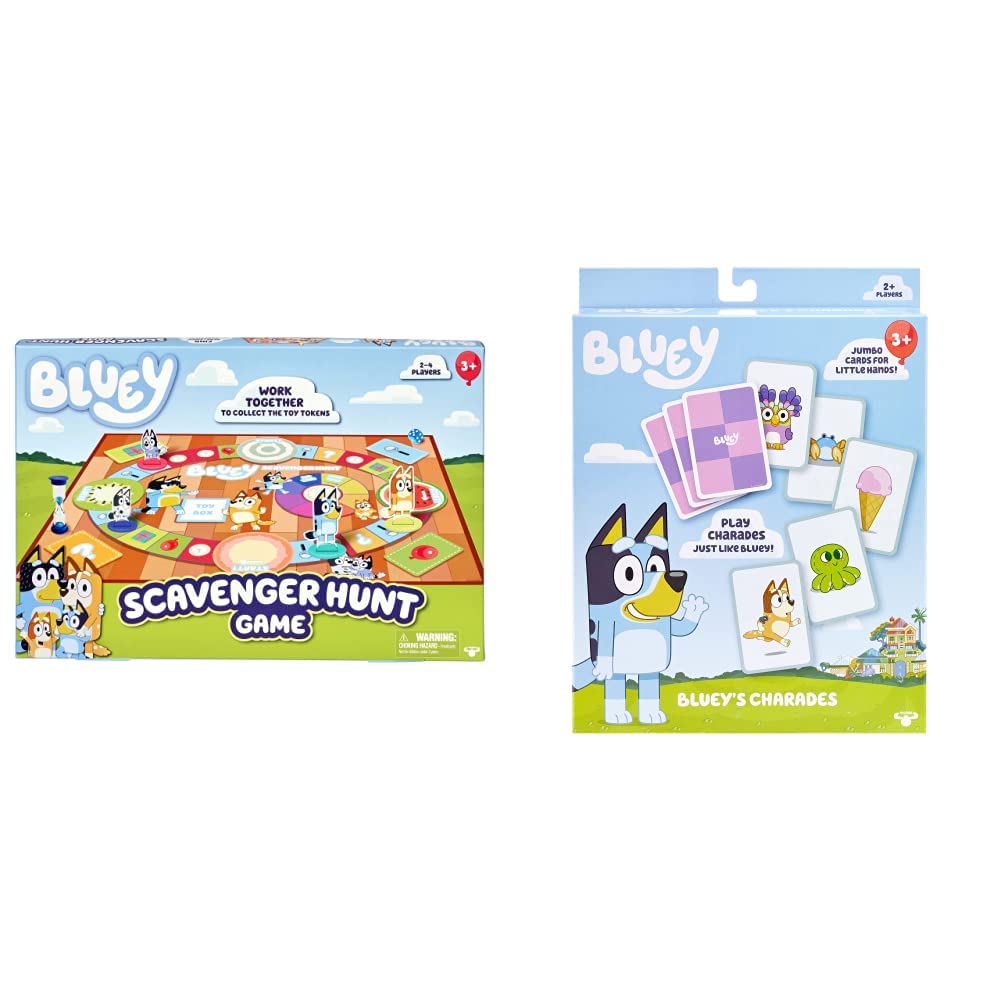 Bluey Scavenger Hunt & Charades Game Set - Fun Family Board Game for Kids and Adults - Perfect for Birthday Parties, Game Nights, and Indoor Activities