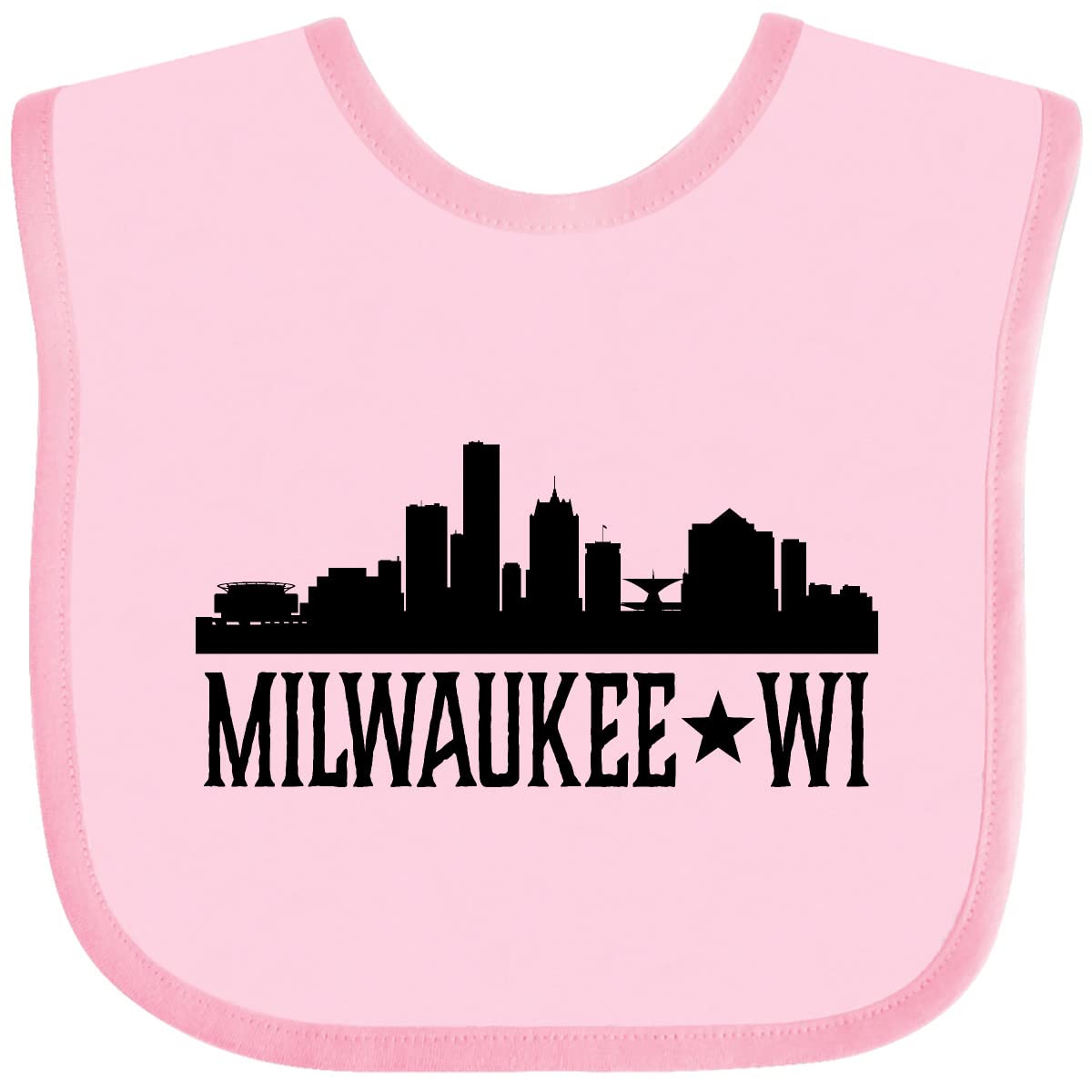 Inktastic Milwaukee Wisconsin City Skyline Baby Bib - Soft Cotton Drool Bib for Infants & Toddlers - Perfect for Feeding, Teething, and Photo Shoots