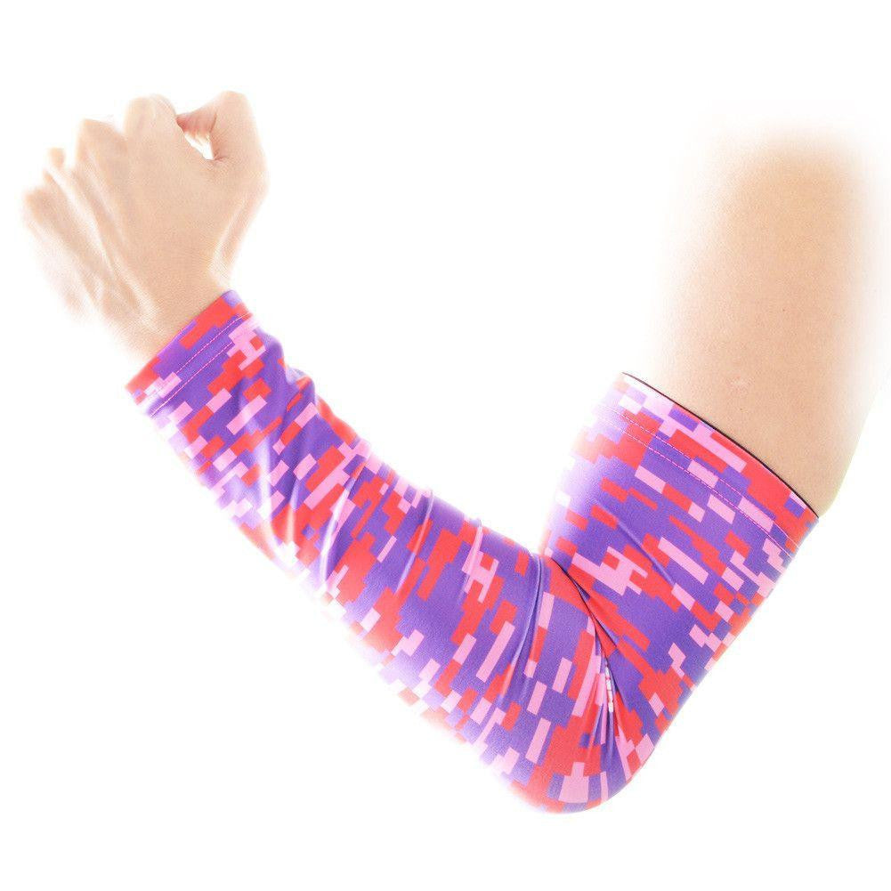 Digital Camouflage Pink Anti-Slip Arm Sleeves for Sports, Outdoor Activities & UV Protection - Breathable & Comfortable Arm Covers for Running, Cycling, Basketball & Fitness