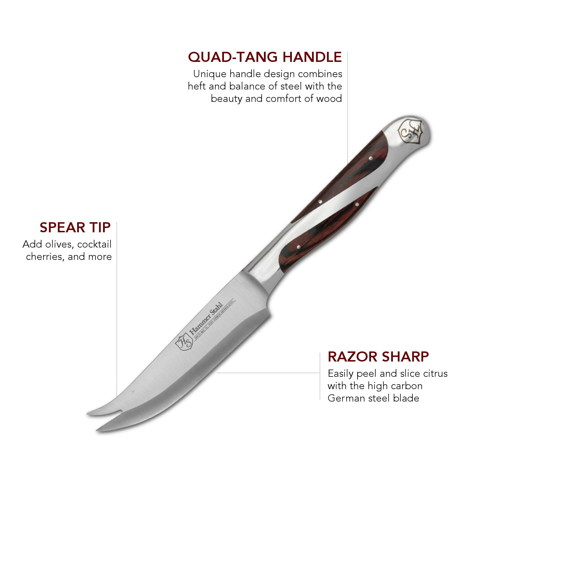 Hammer Stahl 5 Bar Knife - High-Quality German Stainless Steel Kitchen Knife for Professional Chefs & Home Cooking | Perfect for Slicing, Dicing & Chopping Vegetables, Meat & Fruits