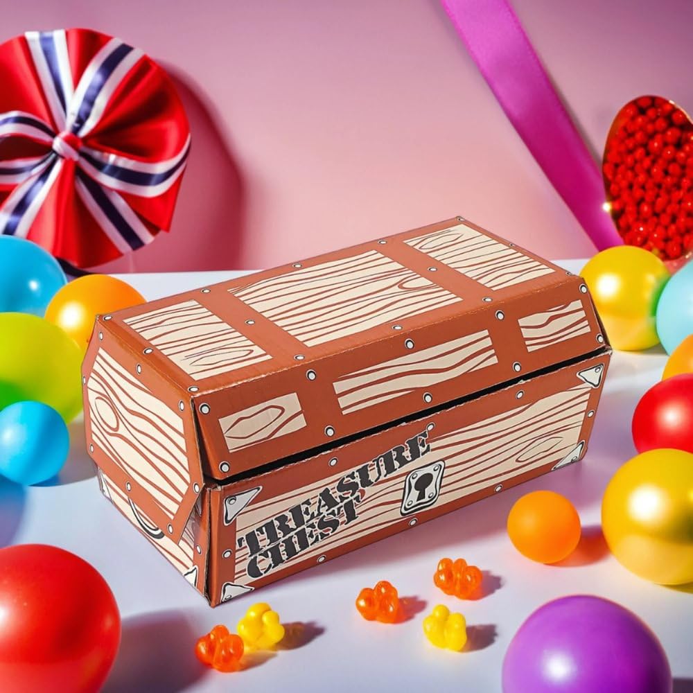Treasure Chest Box for Party Supplies - 1 Piece - Perfect for Pirate Themed Parties, Kids Birthday Decorations & DIY Craft Projects