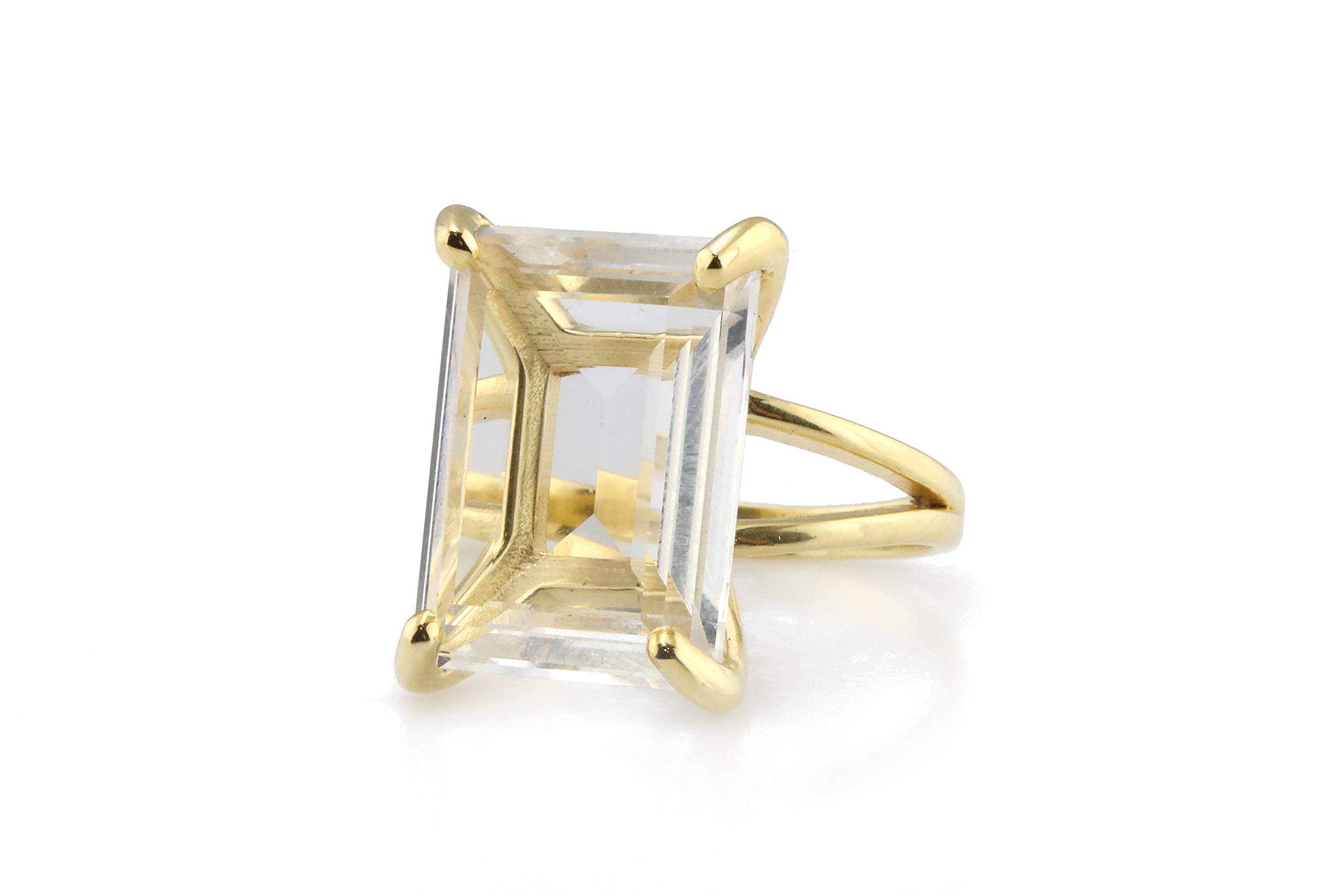 14K Rose Gold Clear Quartz Ring for Women - Natural Gemstone Engagement, Wedding & Anniversary Jewelry - Custom Fine Rings for Bridesmaid Gifts, Birthday & Christmas - Perfect for Everyday Wear, Date Nights & Special Occasions
