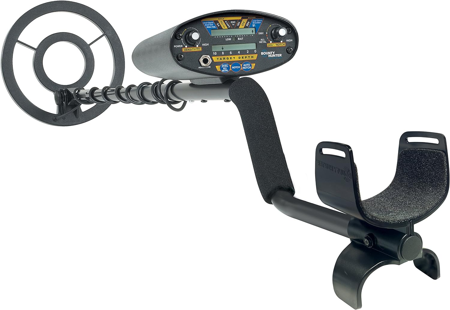 Bounty Hunter Quick Draw II Metal Detector for Adults & Kids - Professional Gold & Coin Detector with LCD Display & Adjustable Stem - Perfect for Beach, Park & Treasure Hunting Adventures