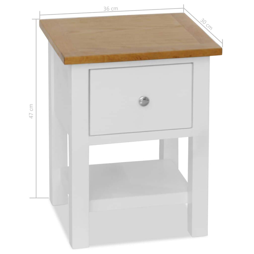 Modern Minimalist Nightstand with Drawer & Shelf - Rustic Farmhouse Style Solid Oak Wood End Table (14.2