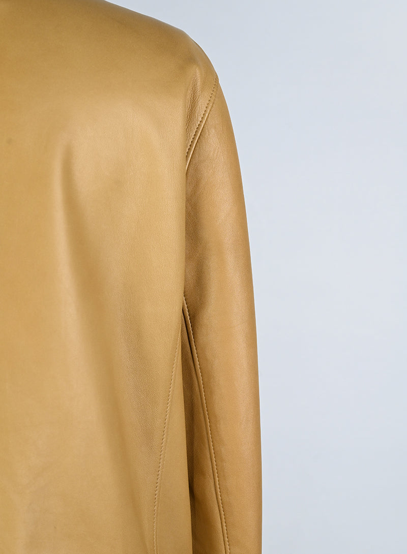 Prada Nappa Leather Jacket in Biscuit Color - Size 44 | Luxury Italian Outerwear for Men, Business & Casual Wear