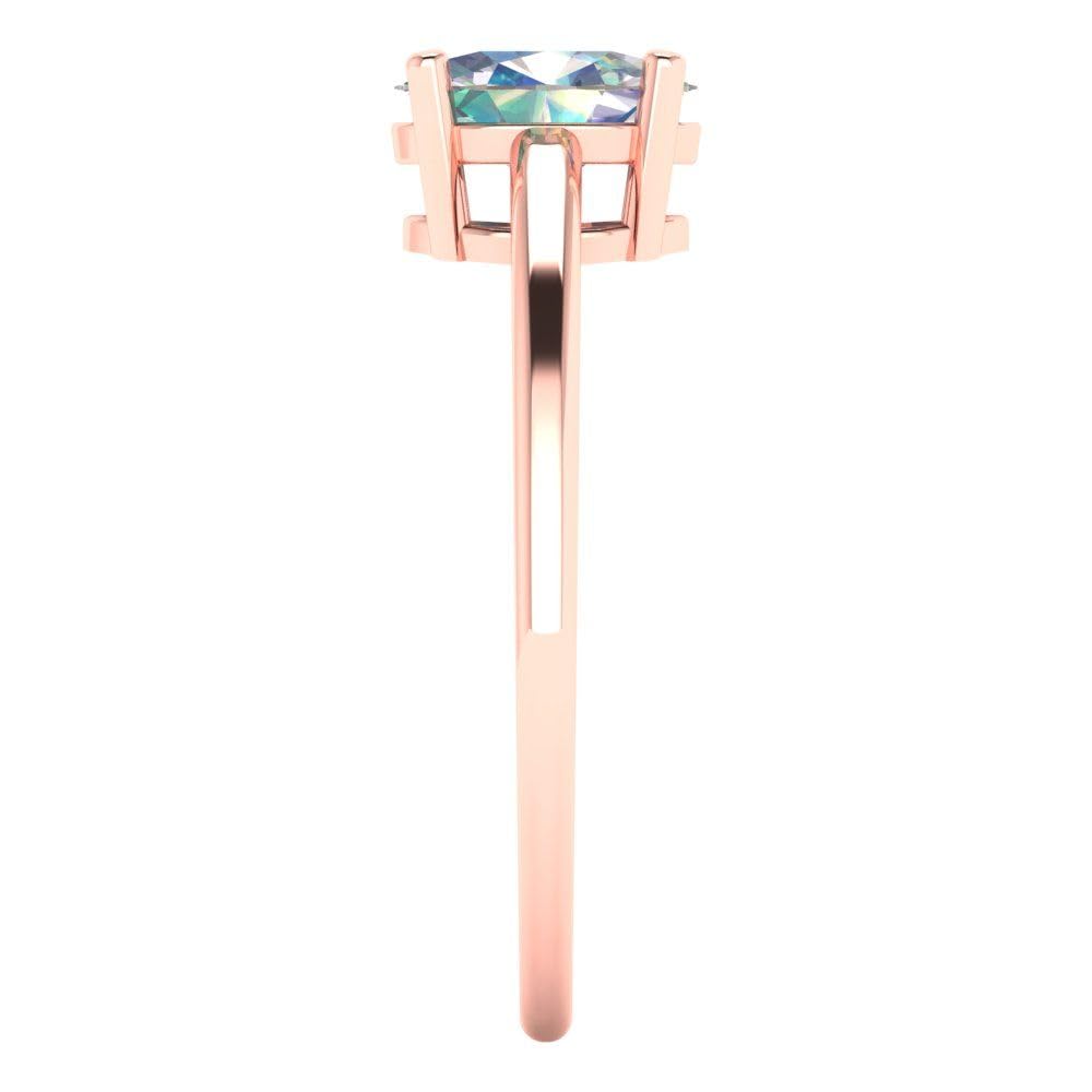 1.0 ct Oval Cut Blue Moissanite Engagement Ring for Women - 14k Rose Gold Solitaire Wedding Bridal Anniversary Ring by Clara Pucci | Perfect for Proposals, Weddings & Special Occasions