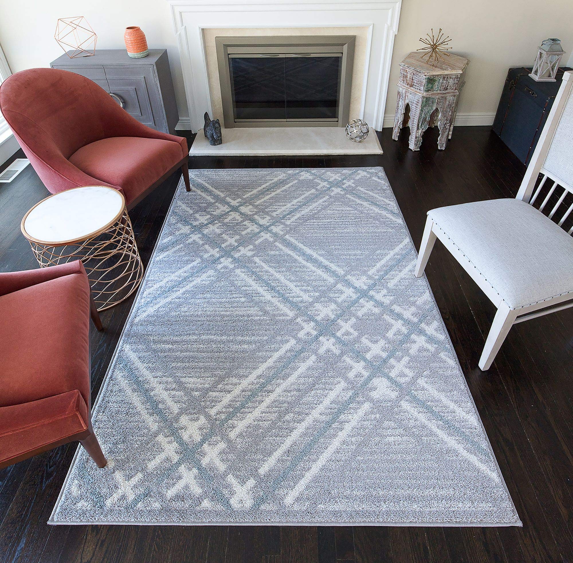 Rugs America Tyson DV10B Gray Moroccan Geometric Area Rug 9x12 Feet - Perfect for Living Room, Bedroom & Office Decor