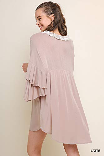 Umgee Women's Layered Ruffle Bell Sleeve Crochet Mini Dress - Boho Chic Summer Dress for Beach, Party & Date Night
