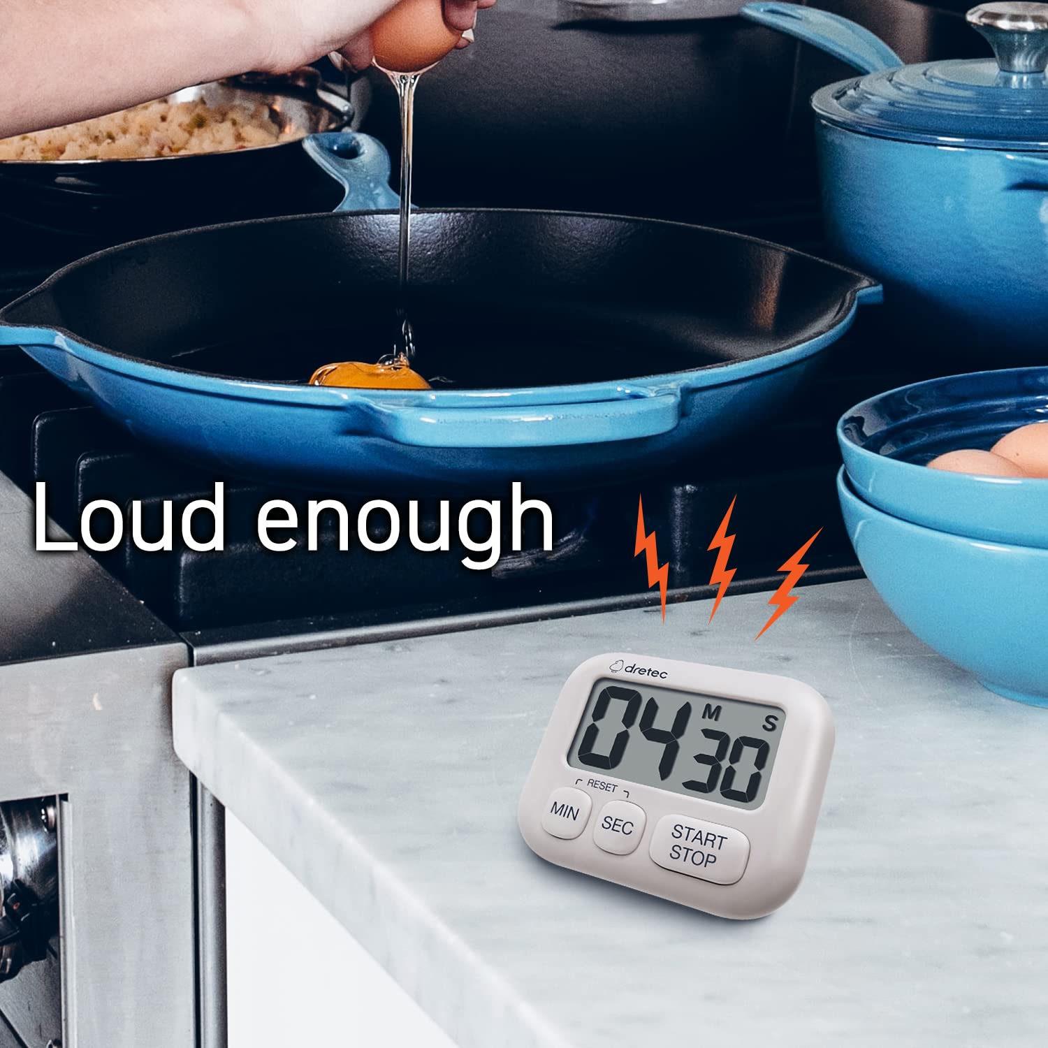 Dretec Digital Kitchen Timer with Large LCD Display - Count Up/Down, Memory Function, Strong Magnet - Officially Tested in Japan | Perfect for Cooking, Baking, Workouts & Study Sessions