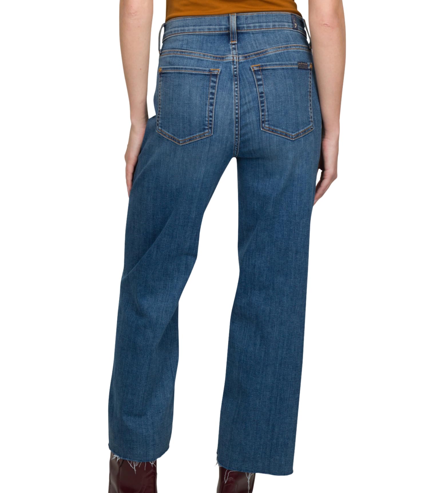7 For All Mankind Women's Alexa Wide-Leg Crop Jeans - High Waisted Distressed Denim Pants for Casual Outfits & Street Style Fashion