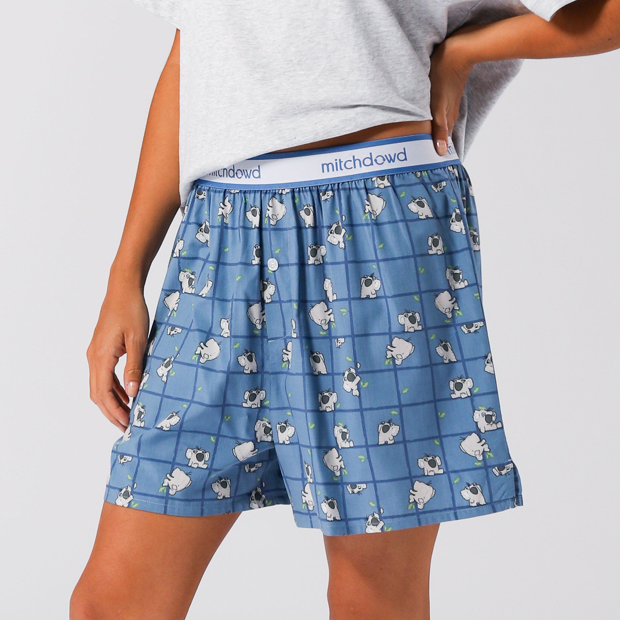 Women's Soft Koala Sleep Boxer Shorts - Breathable Cotton Lounge Pajama Shorts for Women (Blue) - Perfect for Nightwear, Lounging & Travel