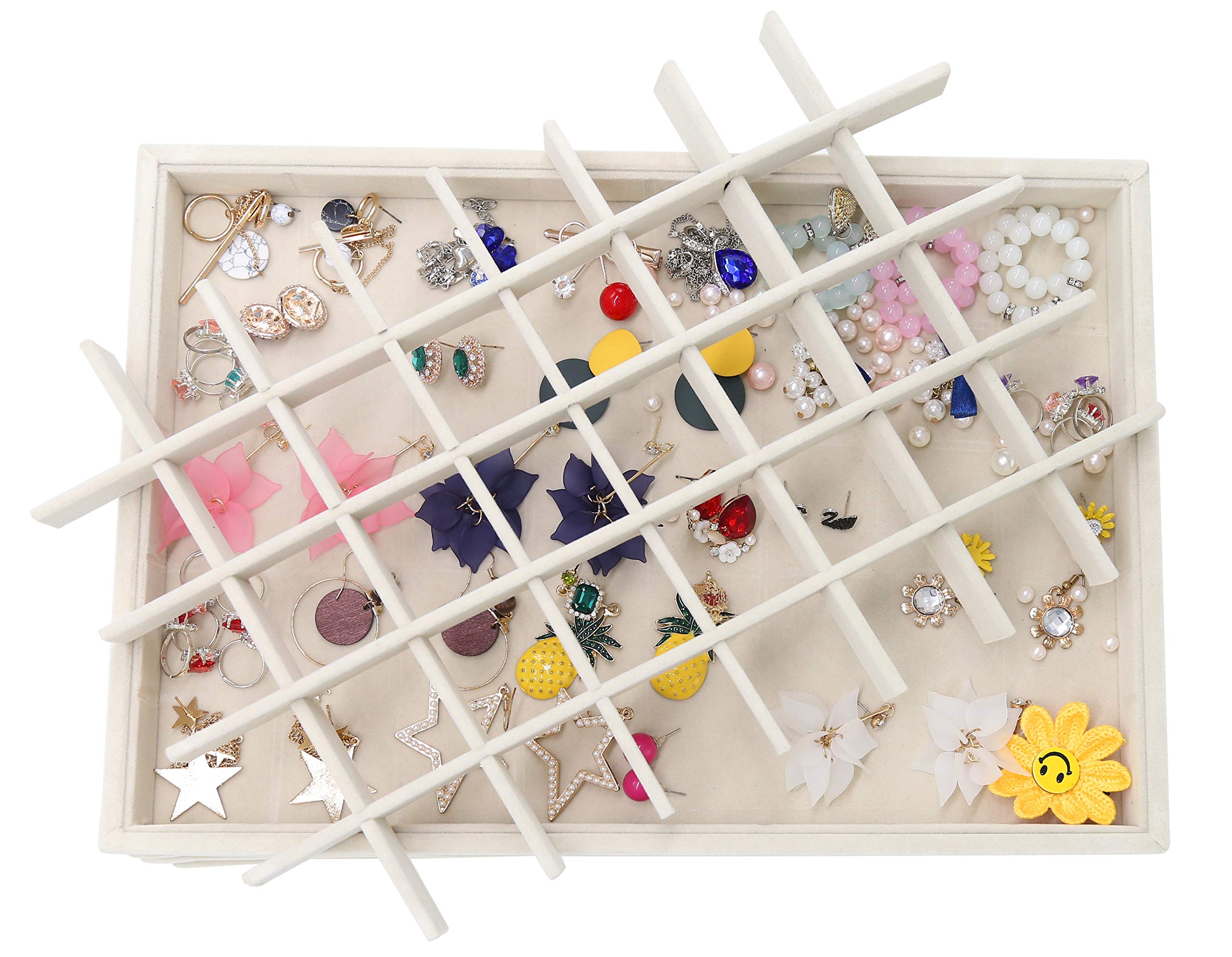 Stratalife Stackable Jewelry Organizer Tray - 40 Grid Drawer Insert for Earrings, Necklaces & Jewelry | Perfect for Bedroom, Vanity & Travel Storage