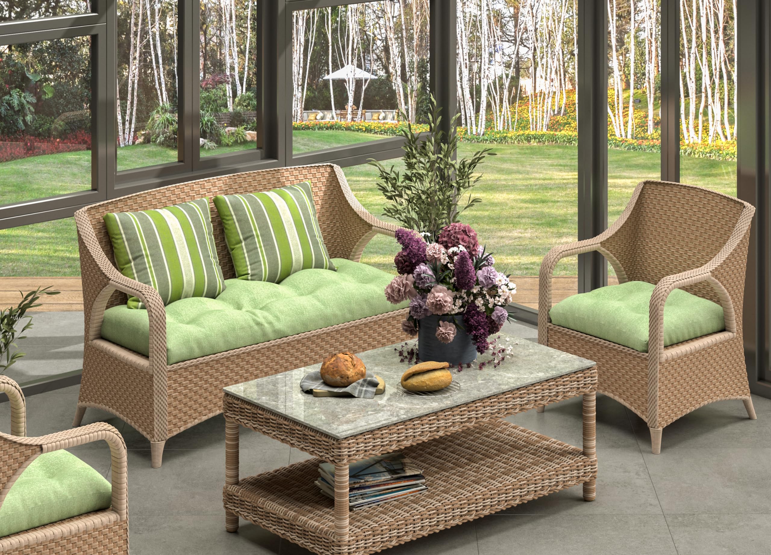 BOSSIMA Indoor Outdoor Swing Bench Loveseat Cushion - Tufted Patio Seating Cushions in Blue Lake - Perfect for Porch, Garden, and Backyard Relaxation