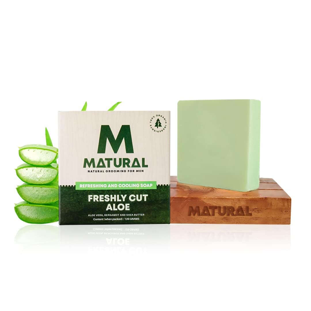 DD All Natural Handmade Bar Soap for Men with Aloe Vera, Bergamot & Shea Butter - 120g | Moisturizing & Refreshing | Perfect for Daily Skincare & Shaving