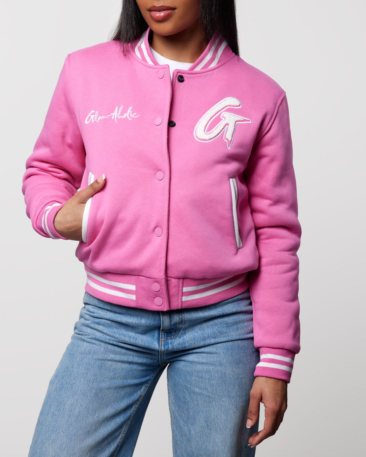 Essential Varsity Jacket for Women - Trendy Hot Pink Color | Perfect for School, Sports & Casual Outfits | Lightweight & Stylish Outerwear