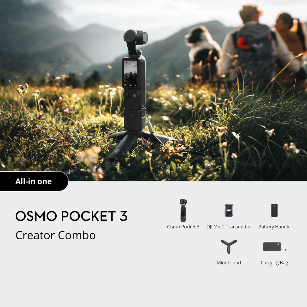 DJI Osmo Pocket 3 4K Vlog Camera with 3-Axis Gimbal Stabilizer - Creator Combo for YouTube, Travel & Action Video Shooting