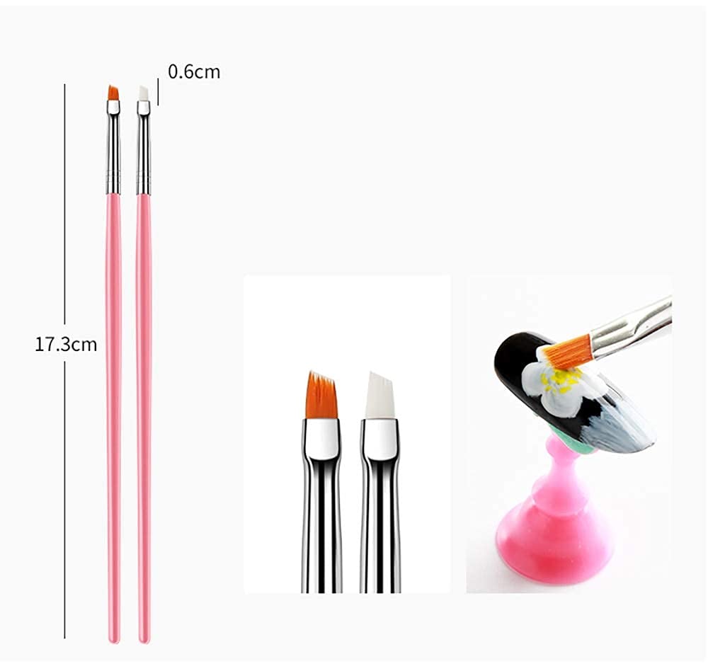 GOLD MAX 15 Pcs Professional Nail Art Brush Set - UV Gel & Acrylic Nail Design Painting Tools with Polish Pens (Pink) | Perfect for Salon, Home Manicure & DIY Nail Art