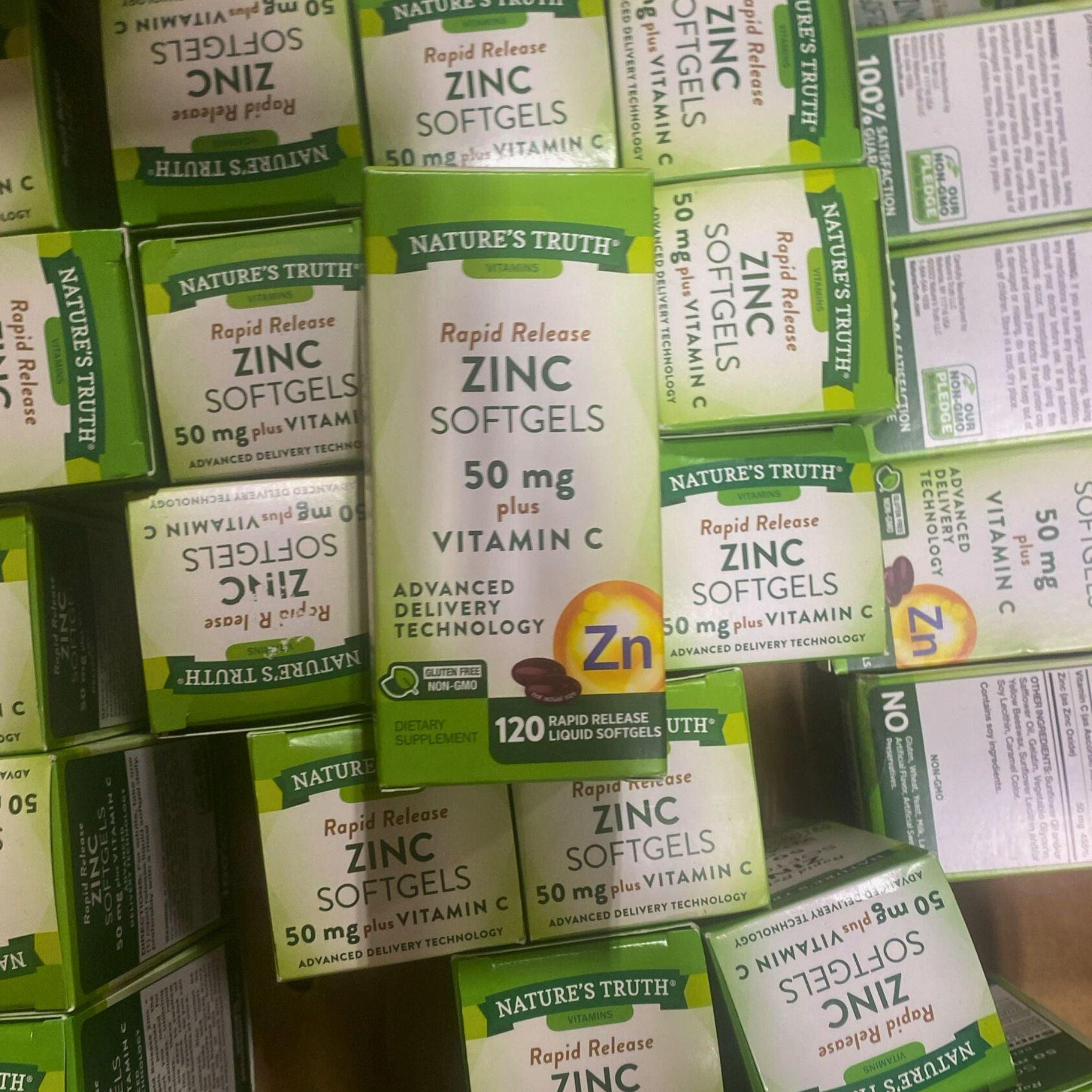 Nature's Truth Rapid Release Zinc 50mg & Vitamin C Softgels - Immune Support, 40 Count - Perfect for Cold & Flu Season, Daily Wellness & Immune Boosting