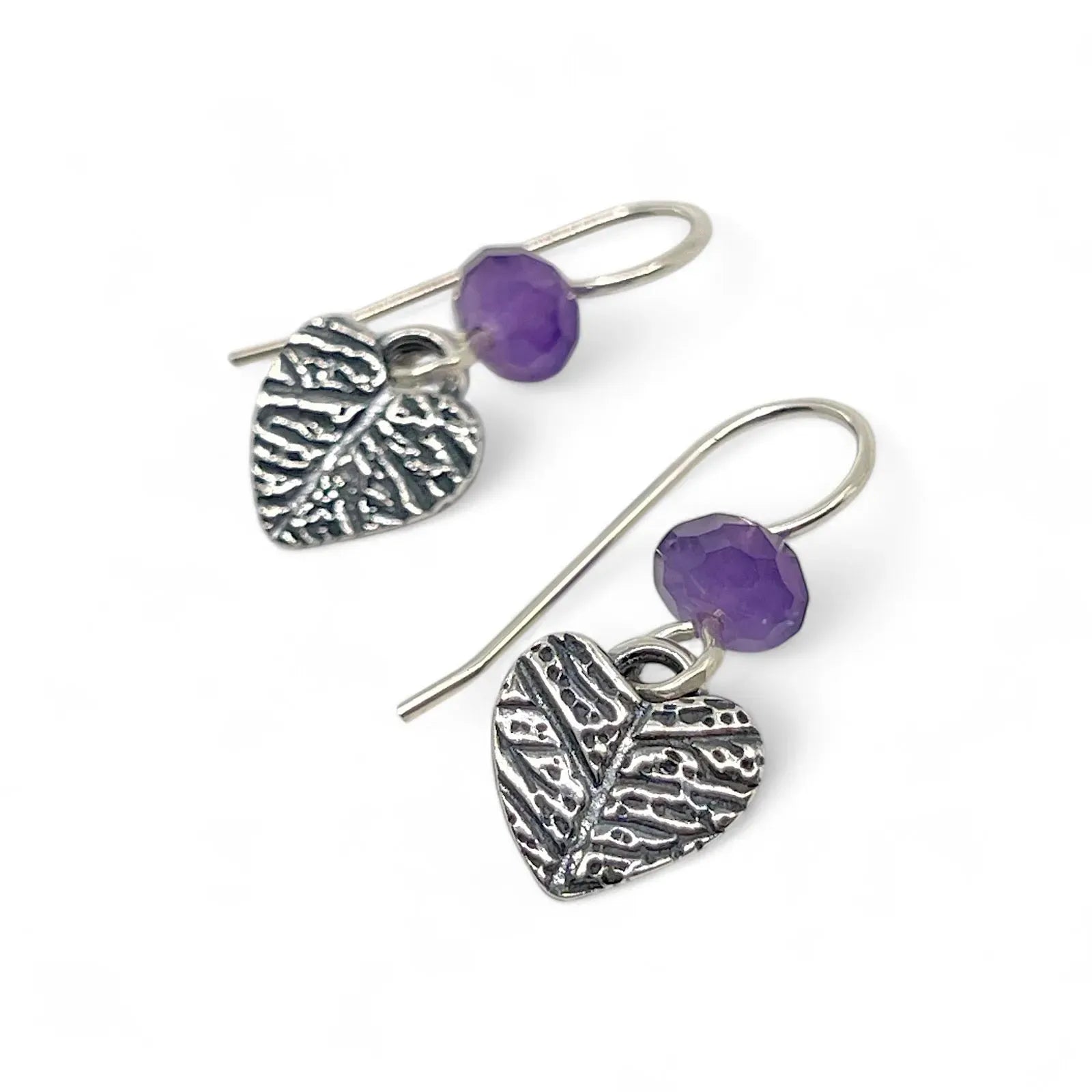 Elegant Sterling Silver Heart Earrings with Genuine Amethyst Gemstone | Dainty Purple Jewelry for Women | Perfect for Valentine's Day Gifts, Anniversary Presents & Everyday Wear