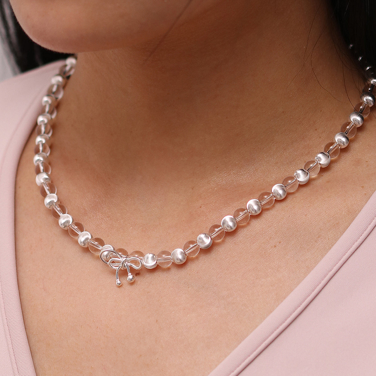 Elegant Beaded Bow Necklace for Women - Handmade Jewelry Gift for Birthday, Anniversary & Valentine's Day - Perfect for Parties, Weddings & Special Occasions