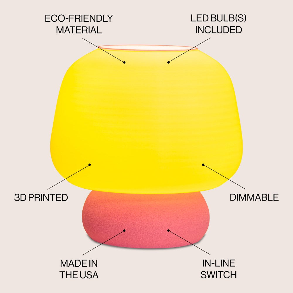 Eco-Friendly Modern Mushroom LED Table Lamp - Dimmable 3D Printed PLA Plant-Based Lighting for Bedroom, Living Room & Office Decor