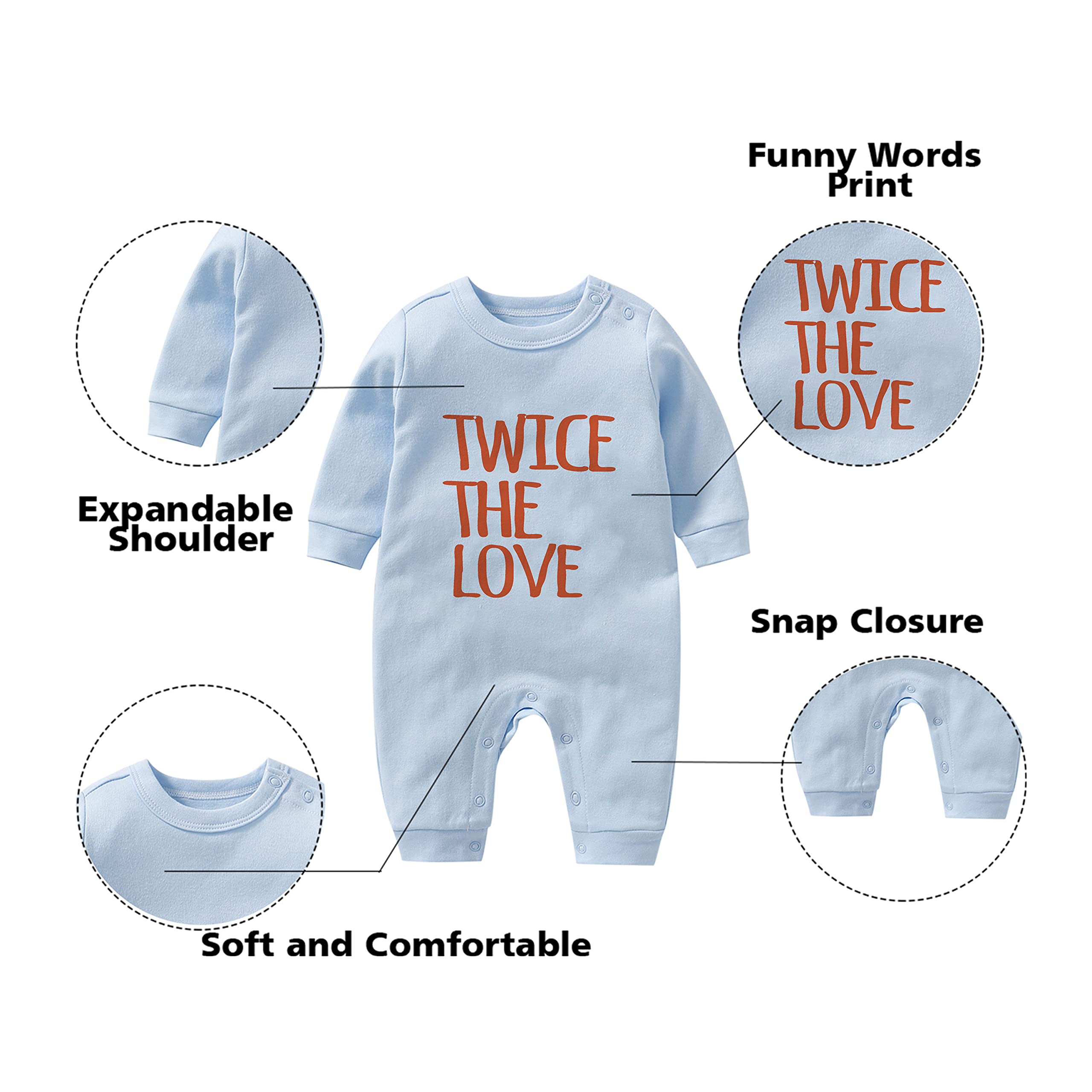 YSCULBUTOL Baby Twins Bodysuit - Cute Matching Outfit for Girls | Soft Sleepwear & Playtime Romper Set | Perfect for Twin Sisters, Photo Shoots & Daily Wear