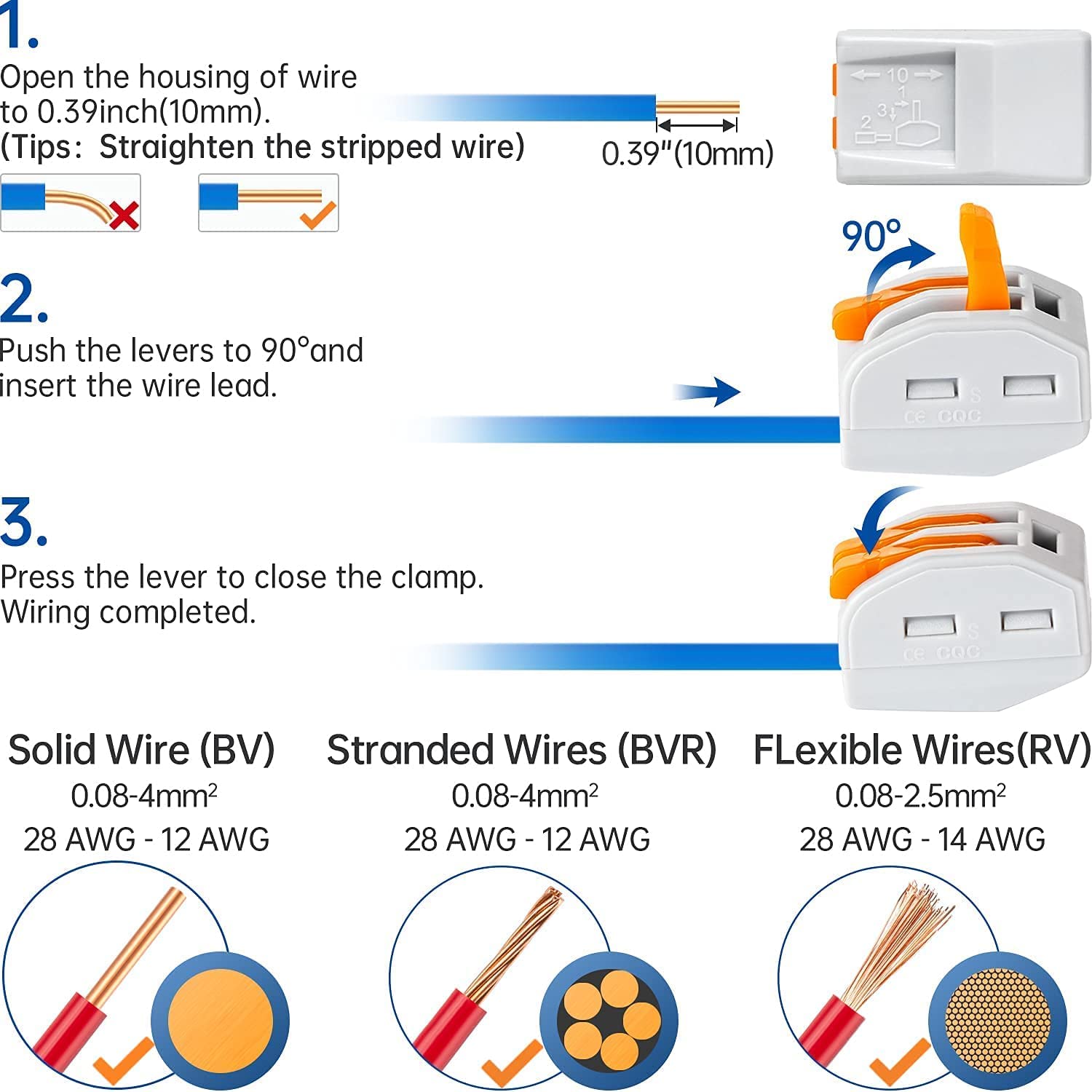 Lever Wire Connectors 50 Pack - 2 Port Compact Electrical Connectors for Secure Wiring - Ideal for DIY Projects, Home Electrical Repairs, and Professional Installations