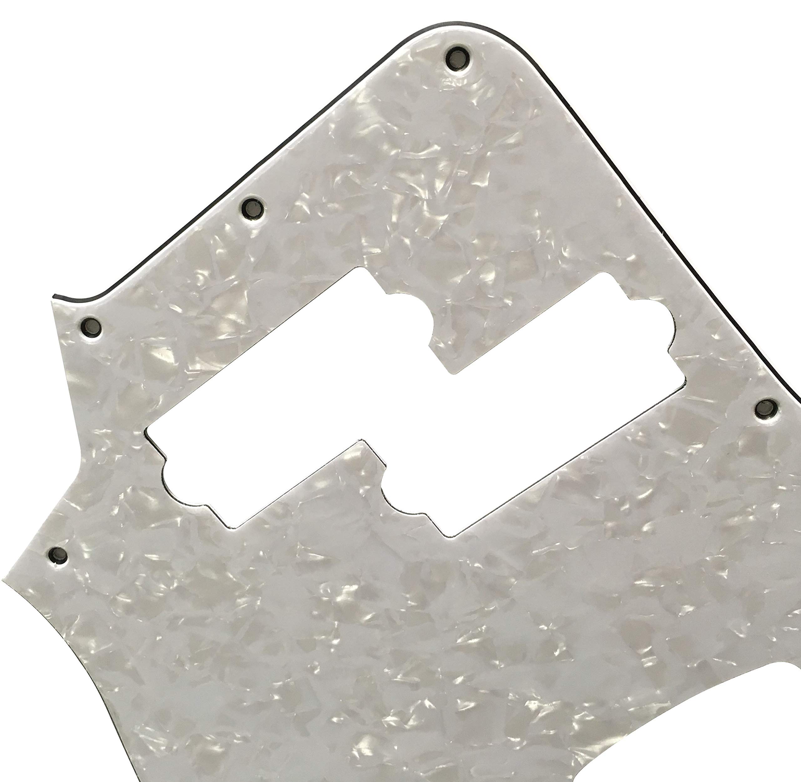 Electric Guitar Pickguard for Squier Jaguar Bass Special SS Short Scale - 4 Ply White Pearl Replacement Pickguard | Perfect for DIY Guitar Upgrades & Modifications