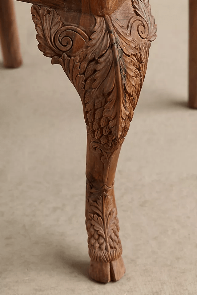 Hand Carved Natural Wood Deer Armchair - Solid Wood Dining Chair for Home, Restaurant & Cabin Decor | Rustic Furniture for Living Room & Dining Room
