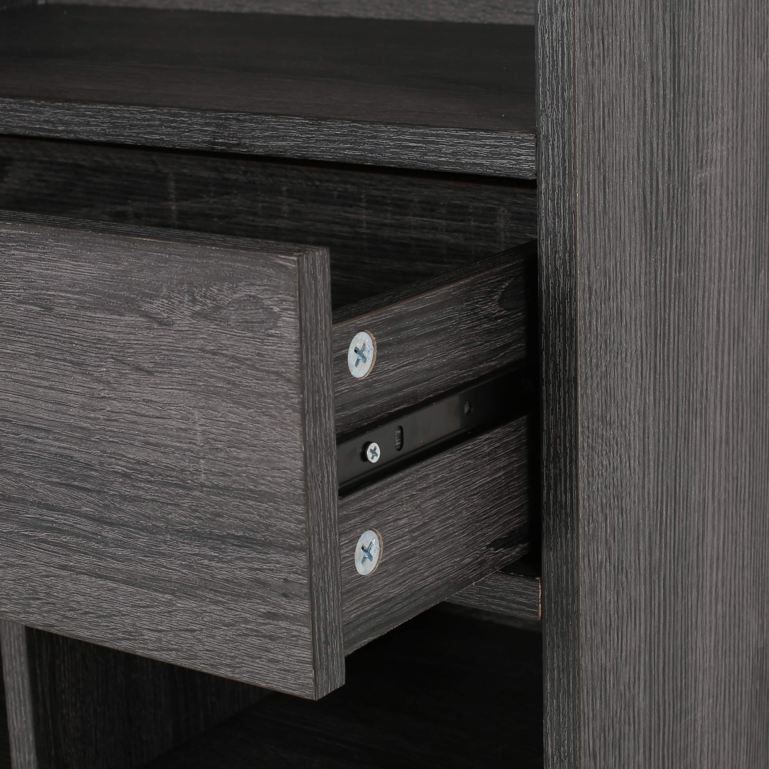 GDFStudio Contemporary Faux Wood Cube Unit Bookcase - Dark Gray & Black Storage Shelf for Living Room, Bedroom, Office | Modern Bookshelf & Display Organizer