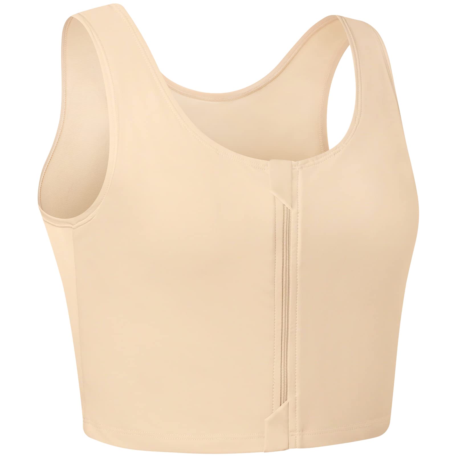 XUJI FTM Chest Binder - Zip Up Compression Top for Transgender Men | Breathable Half Chest Binder for Binding & Everyday Comfort | Perfect for Workouts, Daily Wear & Gender Affirmation
