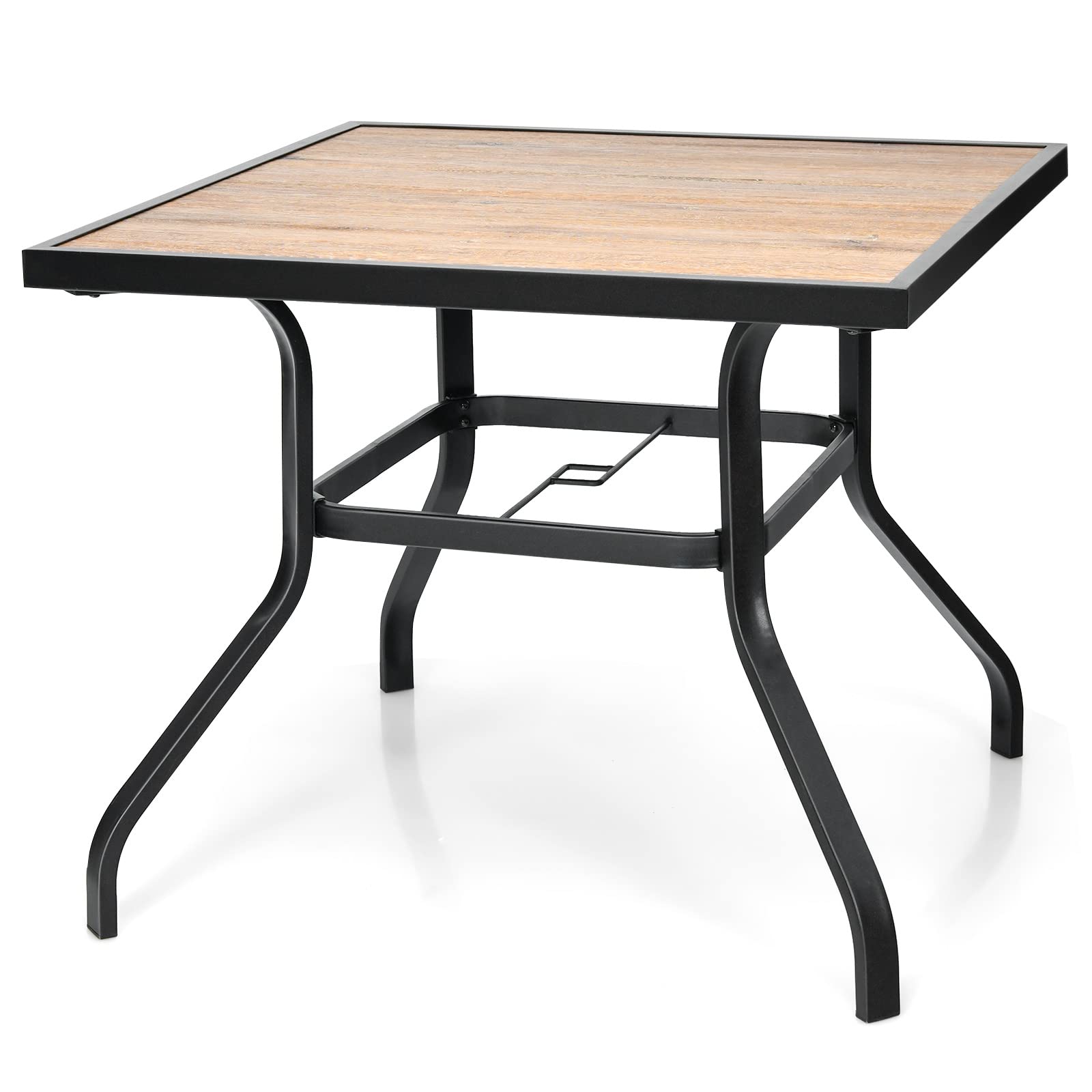 Giantex Outdoor Square Bistro Table - Rustproof Steel Frame Patio Dining Table for Yard, Porch & Deck - Easy Assembly Garden Furniture for BBQ, Picnic & Outdoor Entertaining
